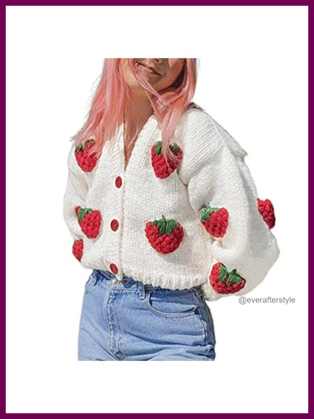 Women Cable Knit Crop Cardigan Button Down V Neck Oversized Sweater
